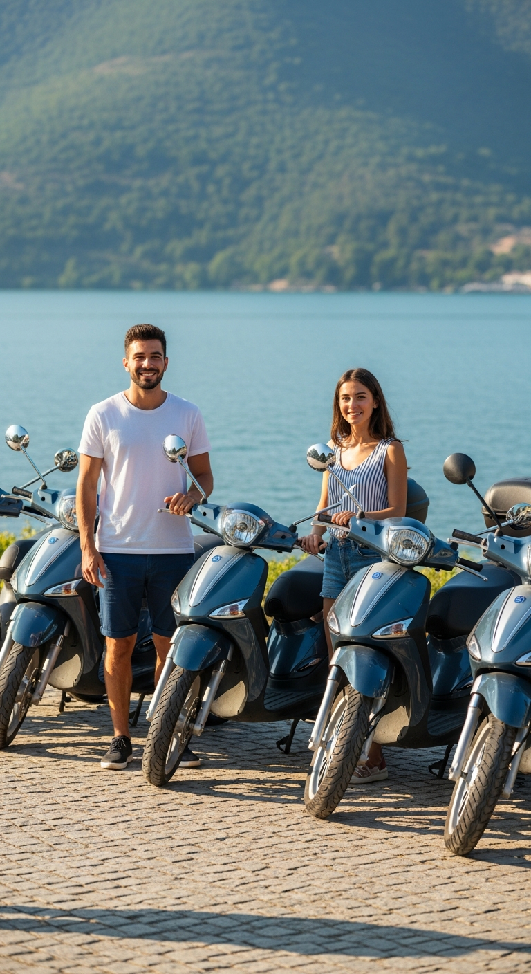 Black Piaggio Liberty 125cc scooter on a route in Epirus