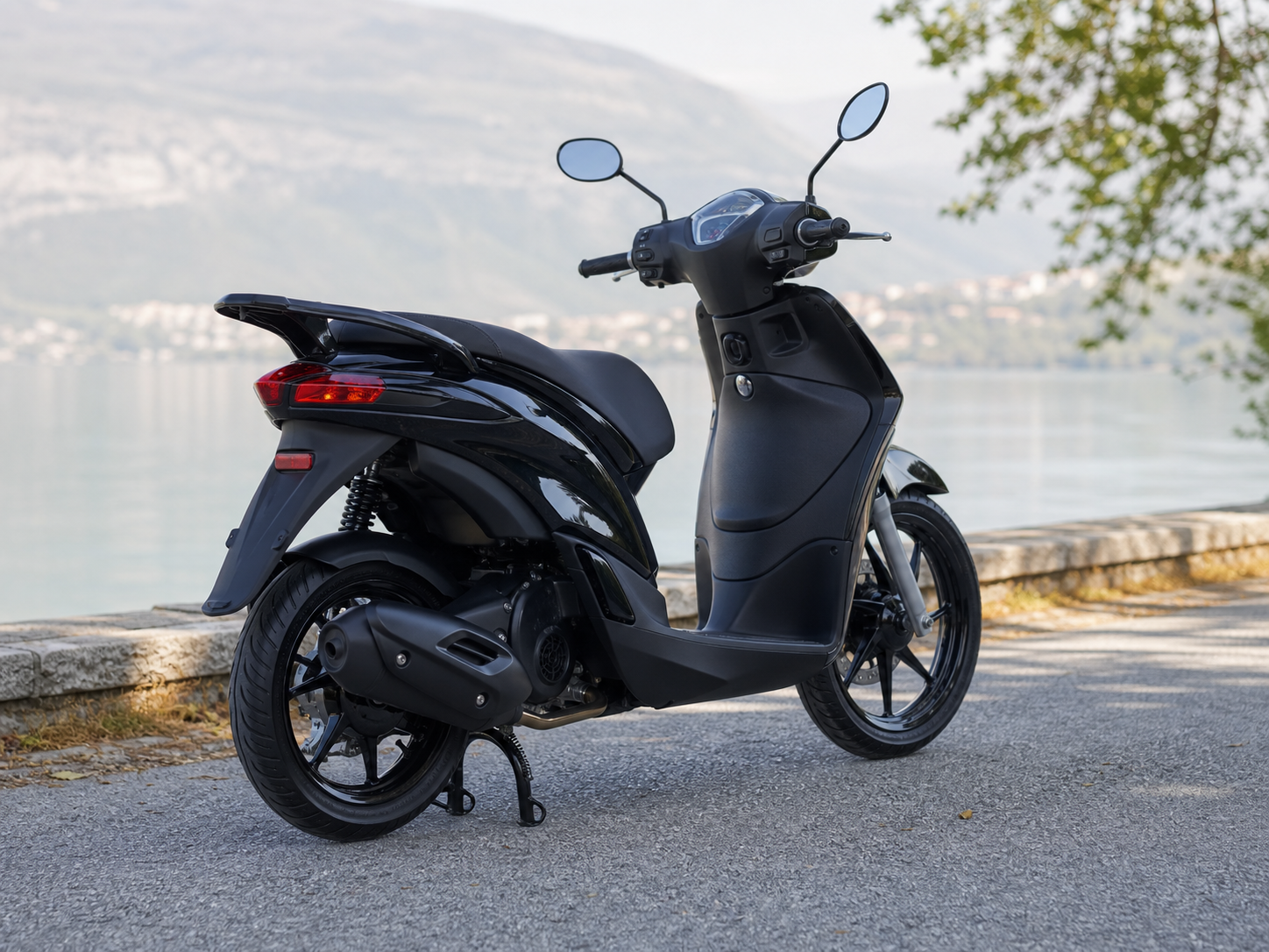 Black 2026 Piaggio Liberty 125 scooter by Lake Pamvotida